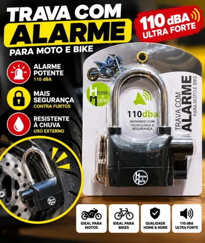 Trava com Alarme para Moto e Bike - 110 dBA