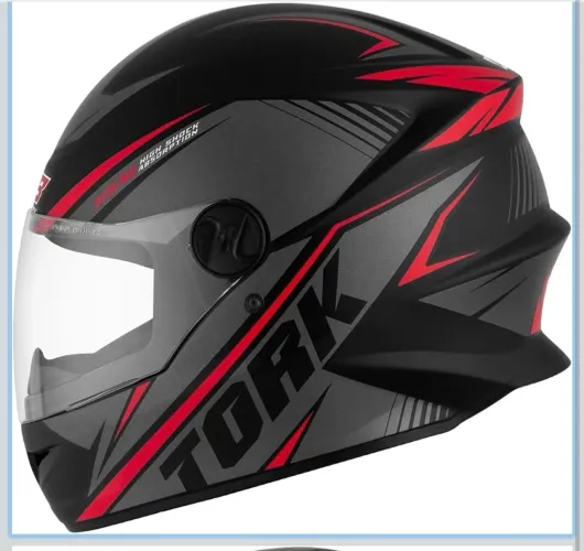Pro Tork Capacete Moto R8, Cinza/Vermelho Fosco, Tam. 58