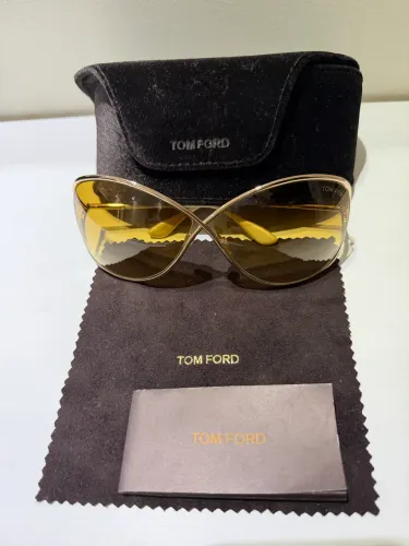 Tom Ford Miranda ORIGINAL com armação metálica dourada e ponte cruzada