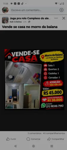 Vende-se casa no morro da baiana