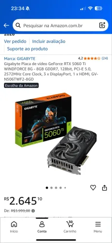 Placa de vídeo RTX 5060 TI . NUNCA USADA LACRADA