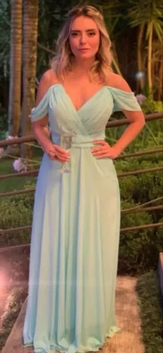 Vestido verde Tiffany menta M de festa casamento madrinha debutante formatura fluido