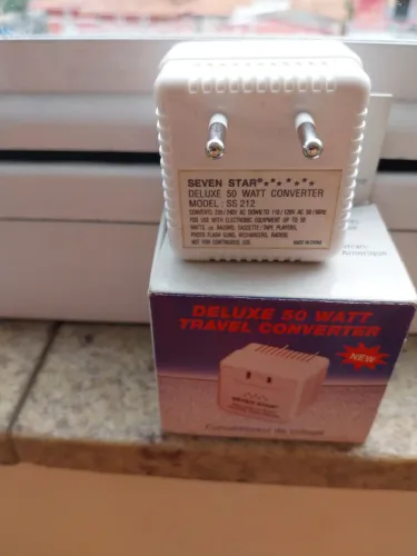 Conversor de viagem deluxe 50 watt marca seven star model ss 212 novo fabricado em 1996.ra