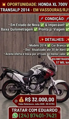 Honda Transalp XL 700 ano 2014