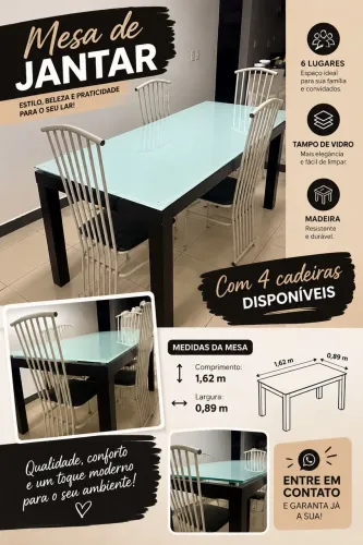 Mesa de jantar para seis cadeiras