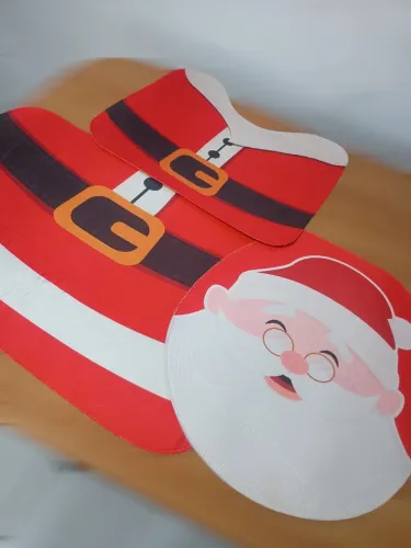Jogo Tapete de Banheiro Antiderrapante Papai Noel