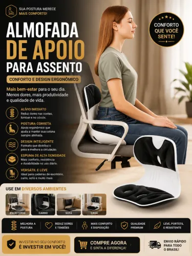 Almofada Ergonômica S - Suporte Lombar Corrige Postura Conforto ao Sentar Almofada de asse