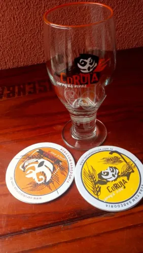 Taça Copo Cerveja Coruja oficial nacional com borda laranja 300ml