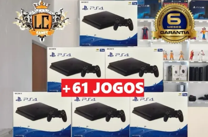 PLAYSTATION 4 SLIM 1TB + 71 JOGOS TOP + GARANTIA O6 MESES + BRINDES ( LOJA FISICA )