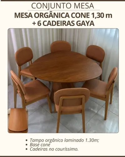 Mesa de jantar redonda com 6 cadeiras