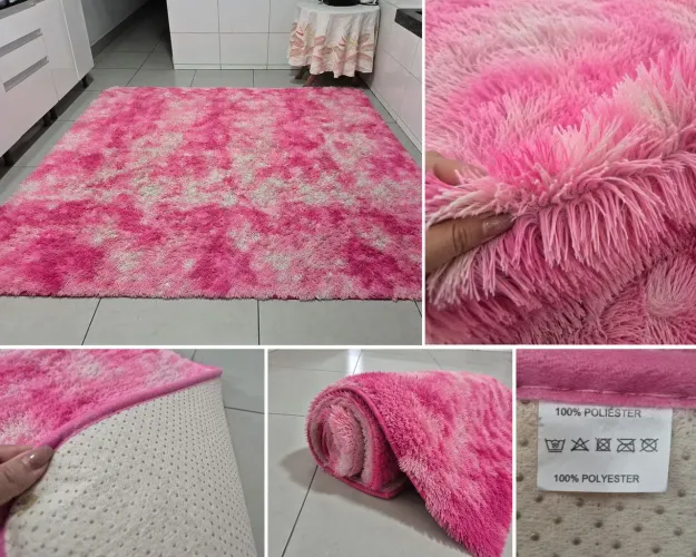 Tapete Felpudo 3x3 Rosa Mesclado - Antiderrapante - Excelente Estado