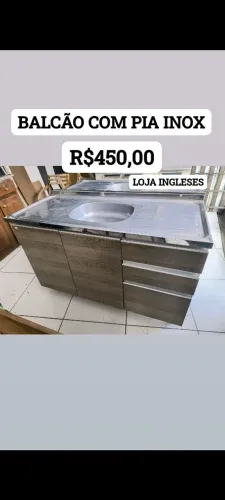 BALCÃO COM PIA INOX