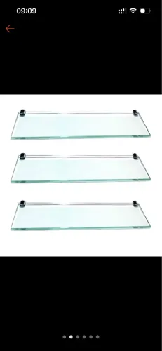 kit 3 Prateleiras Vidro 40cm 6mm Banheiro Box Porta Shampoo.