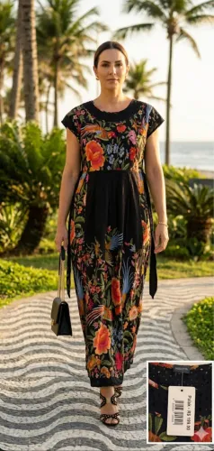 Vestido longo em algodão tamanho EG NOVO