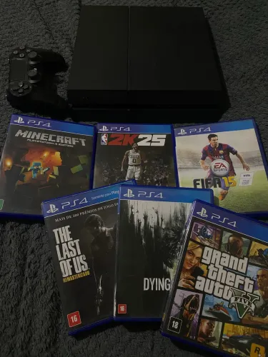 PS4 SLIM 500 GB + MANETE + 7 JOGOS 