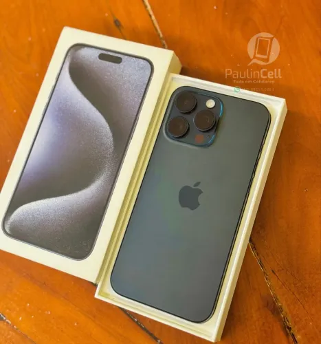 Iphone 15 pro max 256gb azul completo saúde 89%