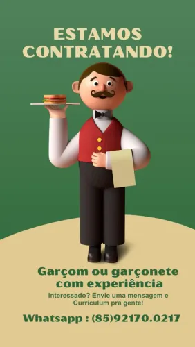 Estamos contratando Aux. Cozinha e atendente mesa
