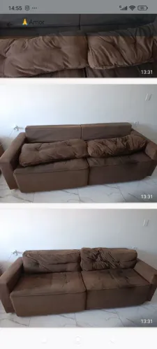 Sofá retrátil marrom maravilhoso para seu conforto.