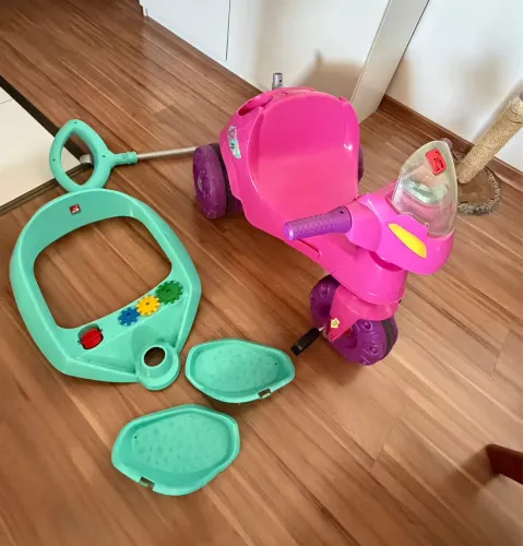 Triciclo Velobaby Passeio E Pedal Rosa Bandeirante