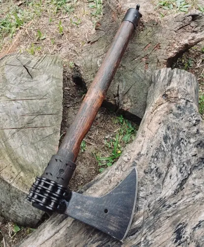 Machado Artesanal Viking/barbado Estilizado Em Aço Carbono