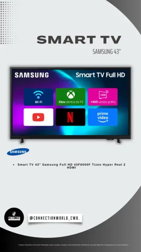 Smart TV 43" Samsung Full HD 43F6000F Tizen Hyper Real 2 HDMI