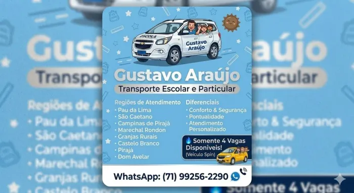 Transporte escolar e particular. 