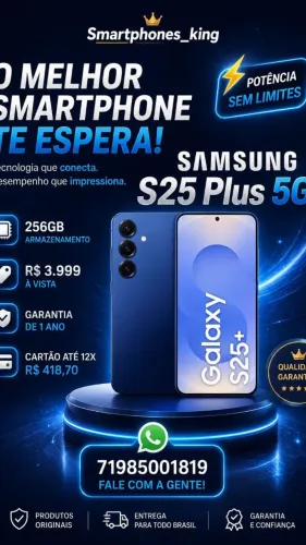 Samsung Galaxy S25+ 256gb, lacrado, nota fiscal e garantia de 1 ano