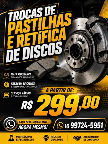 Reparo nos freios a partir de: 299,00!