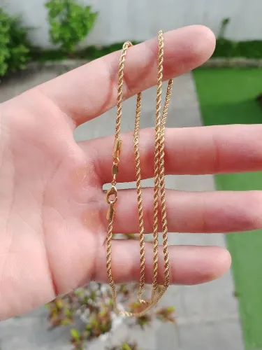 Corrente Trançada Baiana Banhado a Ouro 24k 70cm 