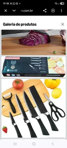 Kit Jogo De Facas Cozinha E Churrasco 6 Peças Antiaderente Aço Inox (Novo)