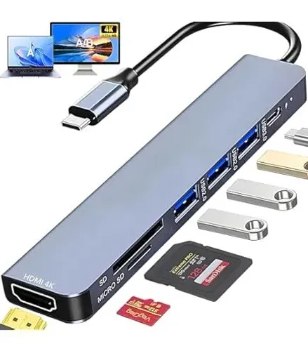 Adaptador Hub 7 em 1 Tipo C USB