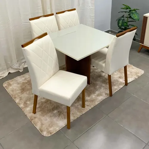 Mesa de Jantar Los Angeles 90x90cm com 4 Cadeiras Minas Plac / pronta entrega