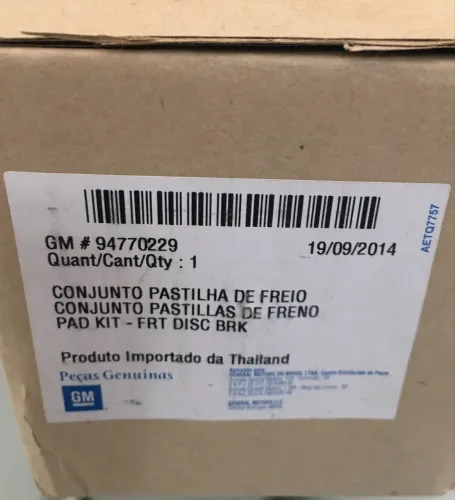 Pastilha de freio dianteira para S10 e Trailblazer