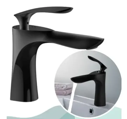 Torneira Aço Inox Monocomando Preto Bica Baixa 18cm Banheiro Lavabo