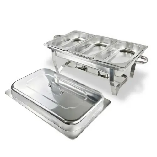 RECHAUD PROFISSIONAL INOX 9L COM 3  DIVISÓRIAS PARA BUFFET FESTAS EVENTOS QUEBOM CL03