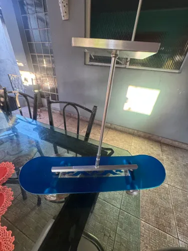 Lustre Pendente Sk8 Board Para 4 Lâmpadas G9 Lp Bivolt Alumínio Azul*