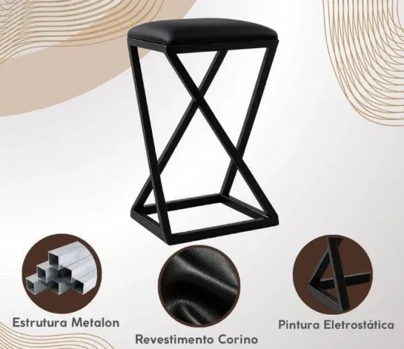 Banqueta baixa, acento de puff ,estilo industrial