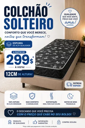 COLCHÃO SOLTEIRO ESPUMA