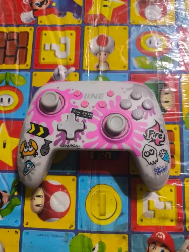 Controle pro switch Splatoon rosa