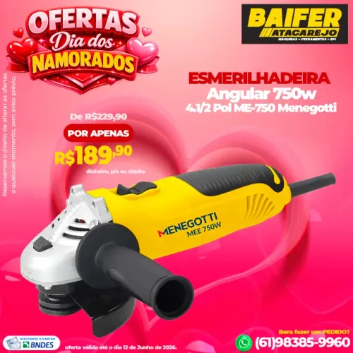 Esmerilhadeira Angular 750w 4.1/2 Pol ME-750 Menegotti