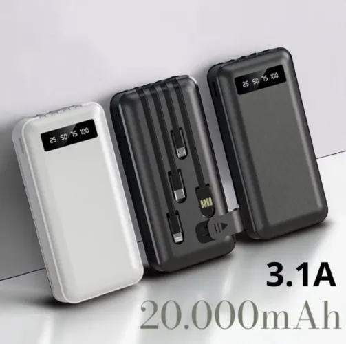 Carregador Portátil/Power bank 20.000mAh, com Lanterna ( DINHEIRO, PIX E CARTÃO).