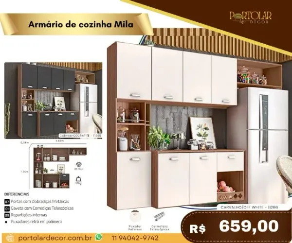 Armário de cozinha Mila, a pronta entrega