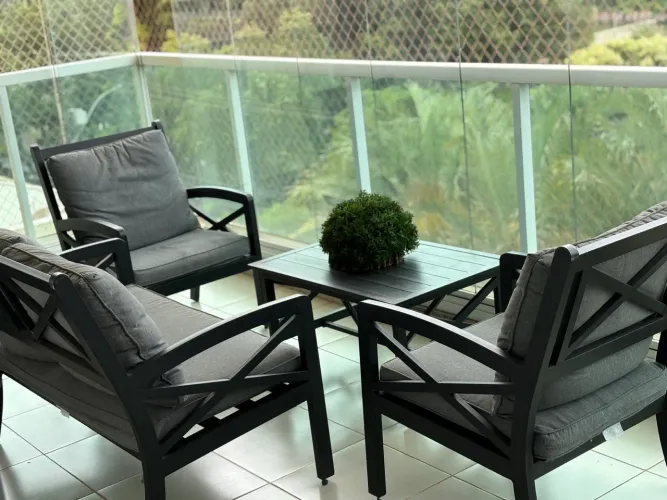 Conjunto de sofás em alumínio para área externa- tecido impermeável- 