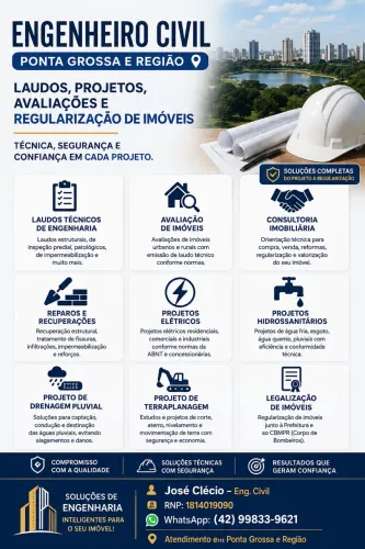 Consultoria e engenharia, laudos técnicos e projetos