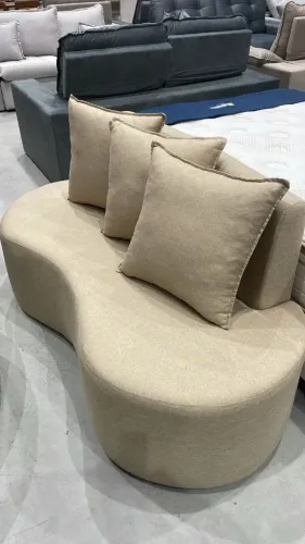SOFÁ ORGÂNICO (LINHO AREIA E BOUCLE VERDE)