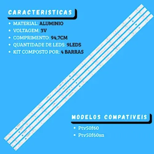 Kit 4 Barras De Led Para Tv Ptv50f60sn 4k 