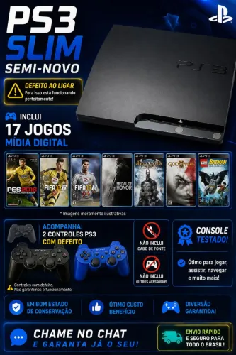 PS3 Slim Semi-Novo Desbloqueado- Ótima oportunidade!