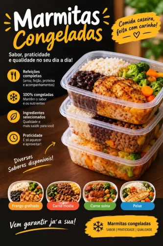 Marmitas congeladas para o dia a dia