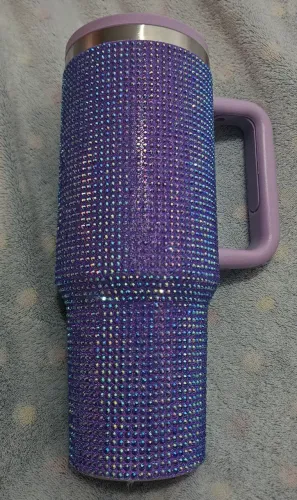 Copo garrafa Térmica Inox 1200ml Glitter I Strass tampa Canudo Premium