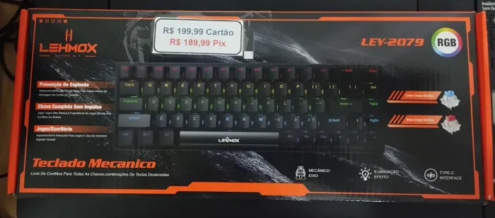 Teclado Mecanico Gamer Lehmox, Rgb, Switch Blue, Preto, 2079